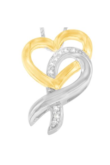 and 1/20 cttw Diamond Ribbon-Heart Necklace